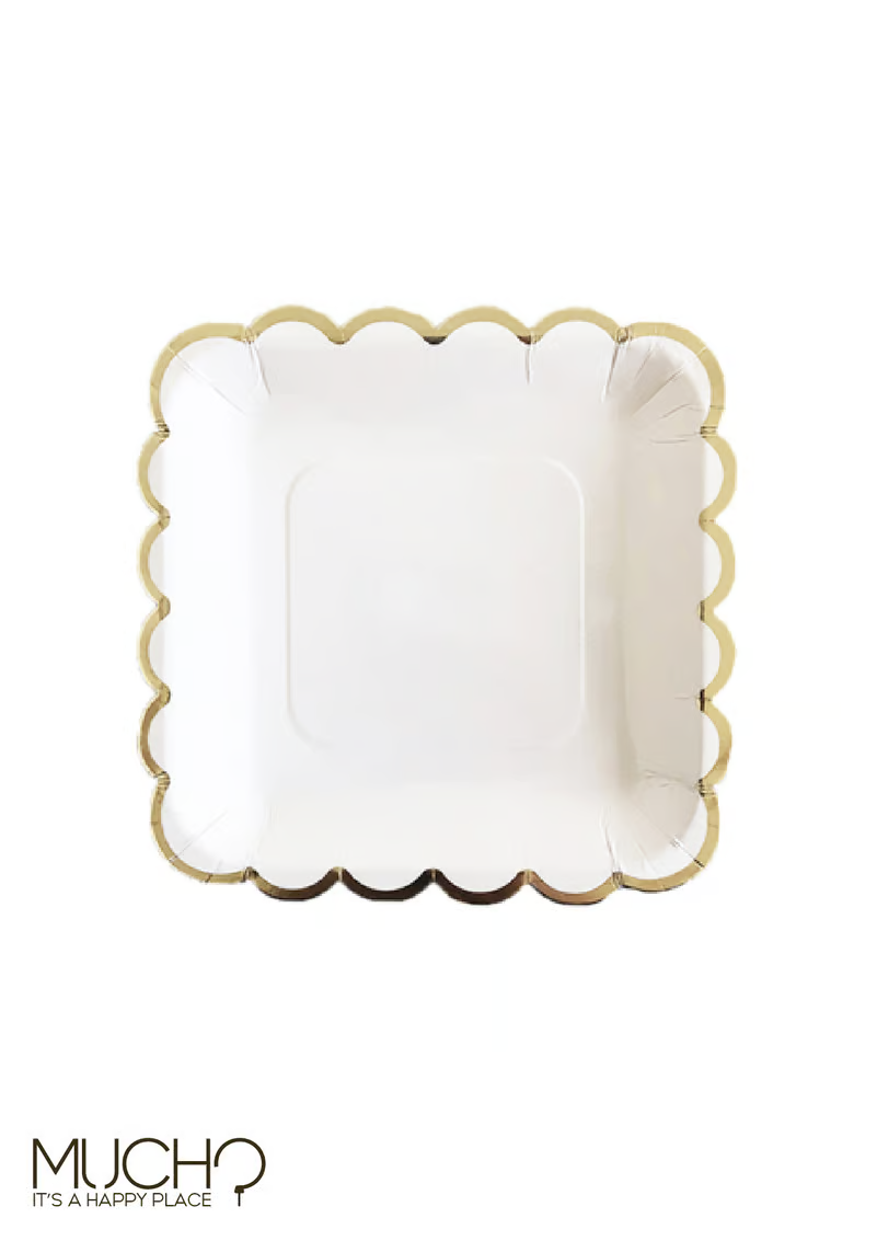 أطباق بيضاء 9 بوصة