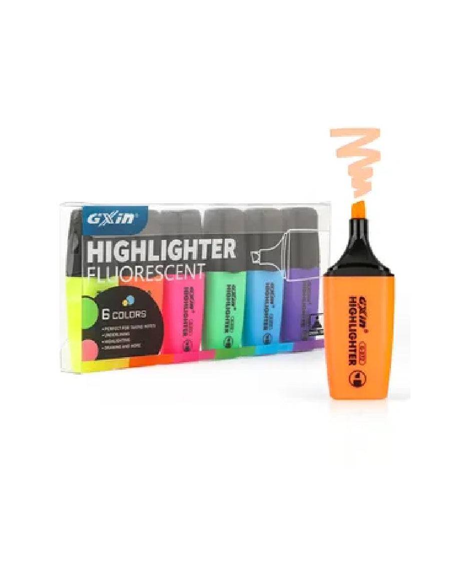 Mini Highlighter Fluorescent (Pack of 6)