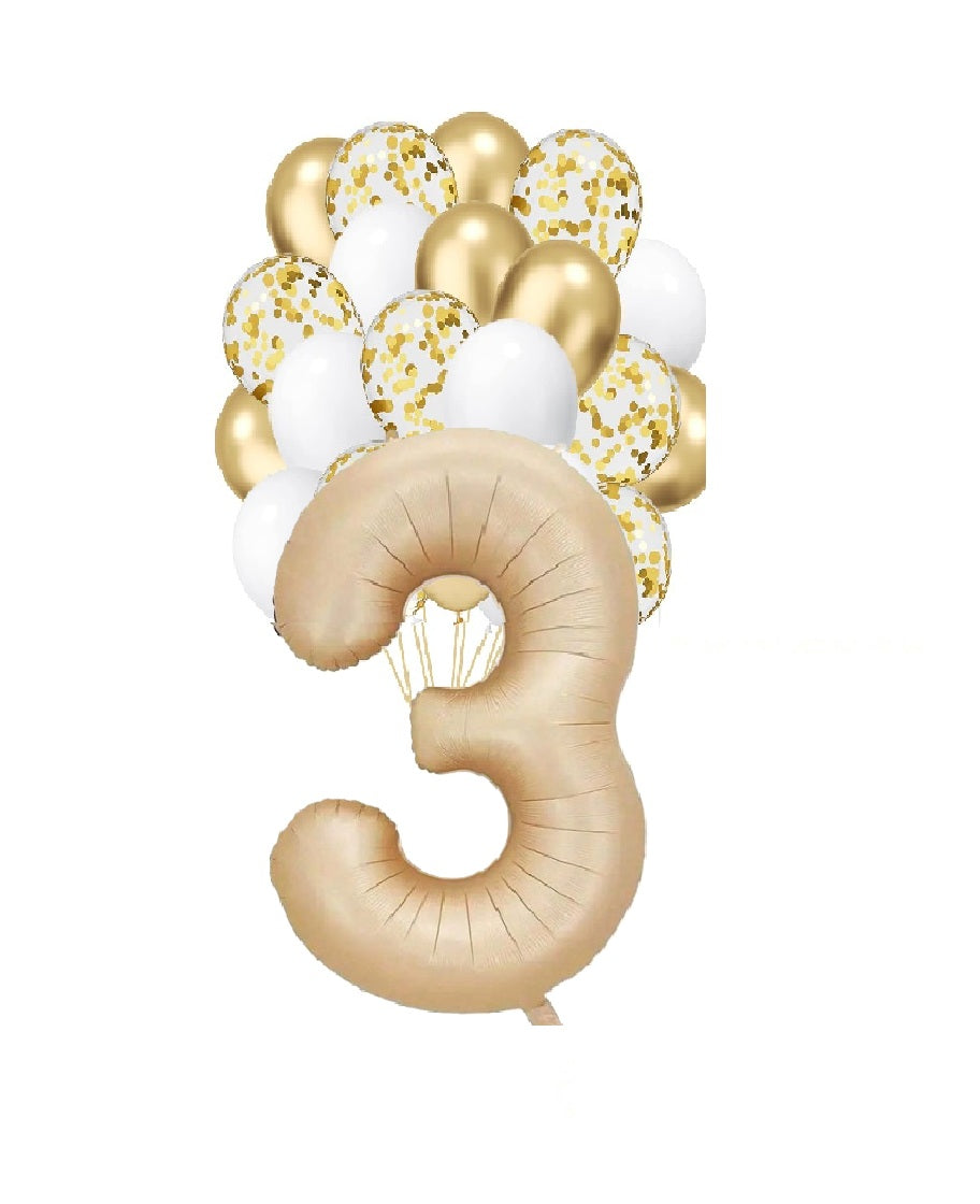 Cream Number Balloons Bunch