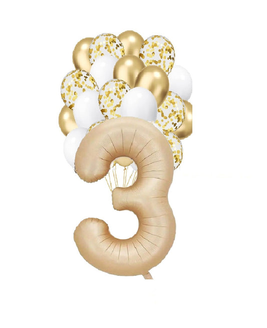Cream Number Balloons Bunch