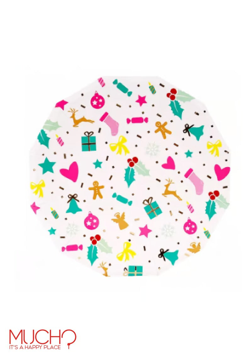 Christmas 9 Inch Pink Plates