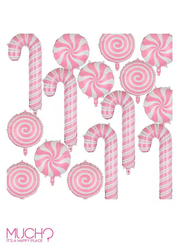 Pink Candy Cane Balloons Set