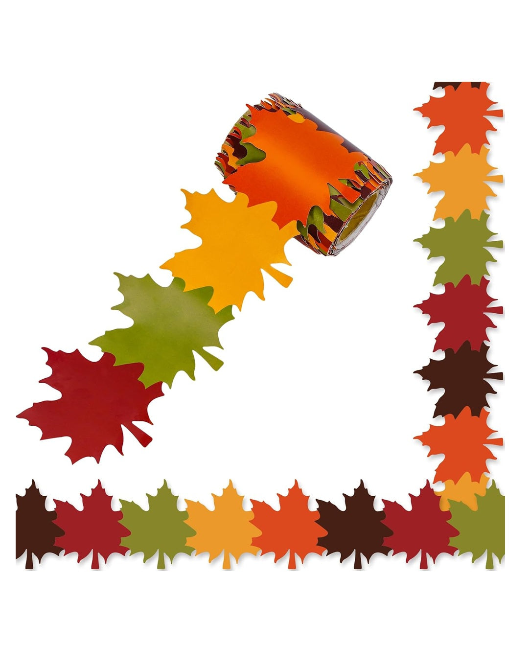 Fall Maple Leaves Shape Die-Cut Bulletin Board Strips Colorful Autumn Leaf Stickers