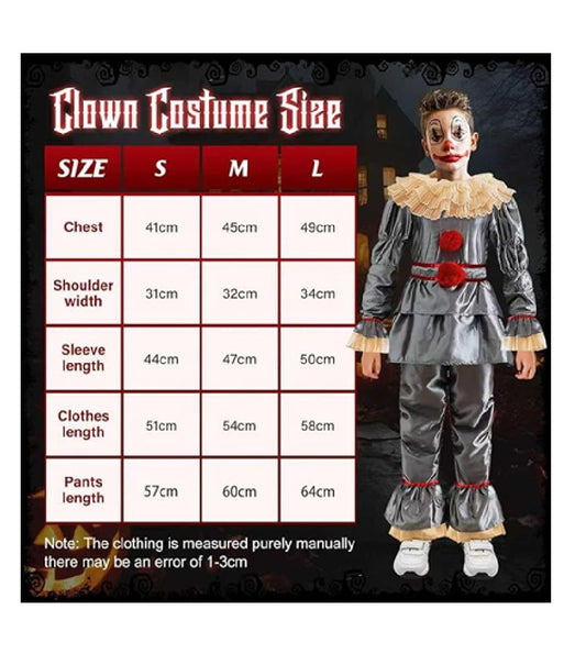 Pennywise Scary Clown Kids Costume