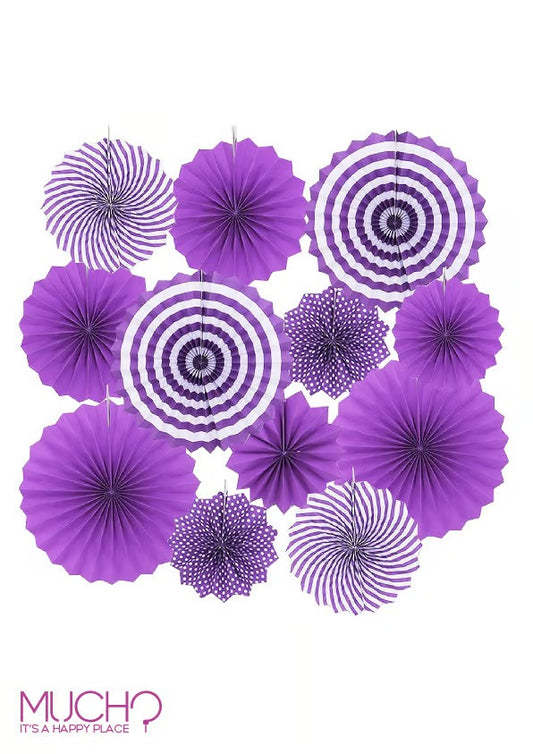 Purple Paper Fan Decoration Set