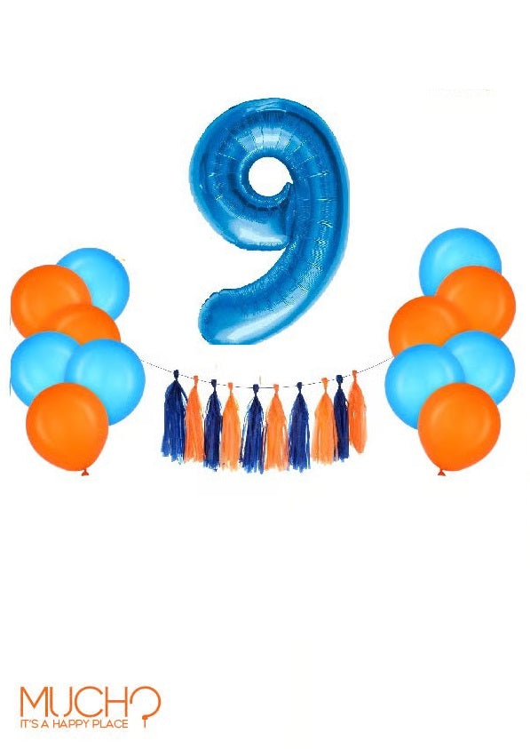 حزمة بالونات زرقاء/برتقالية