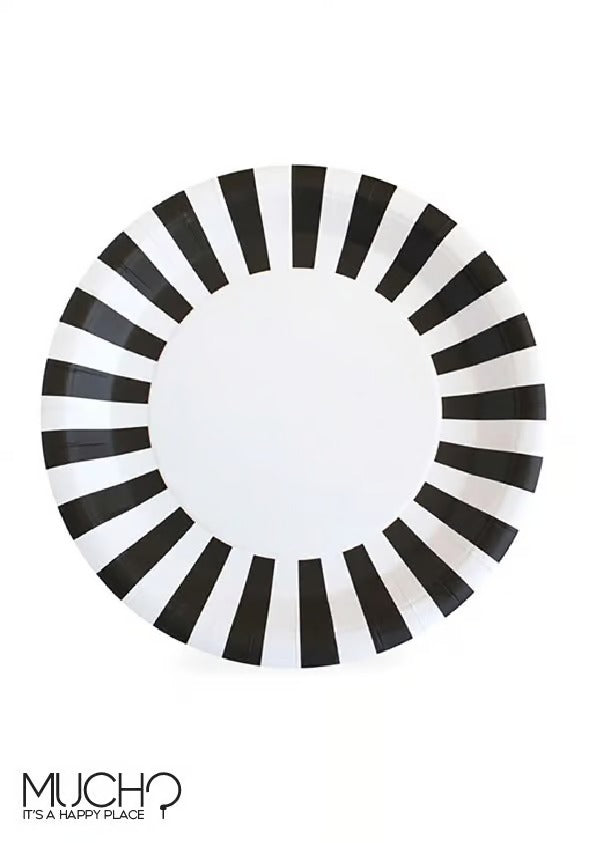 Black Striped 9 Inch Plates