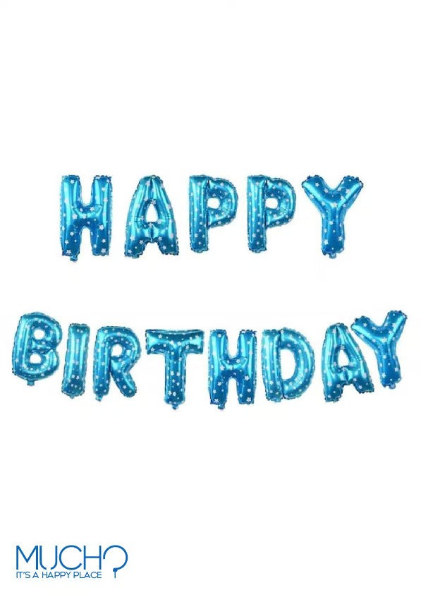 Blue Stars Happy Birthday Balloons Banner