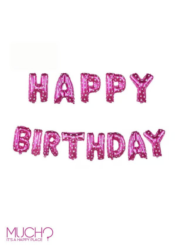 Pink Hearts Happy Birthday Balloons Banner