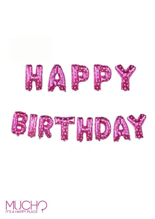 Pink Hearts Happy Birthday Balloons Banner