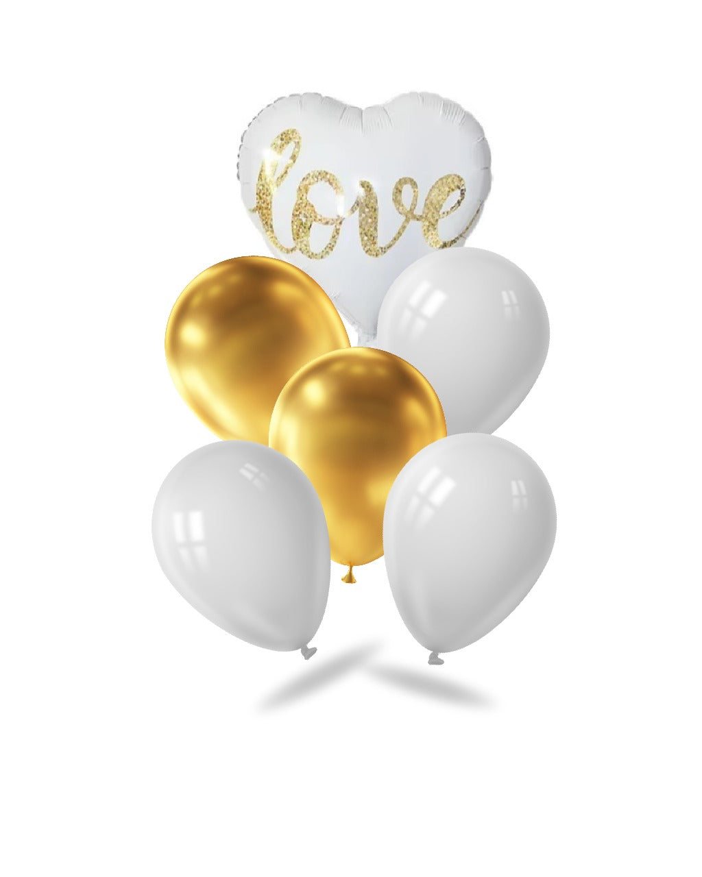White Heart Balloons Bunch