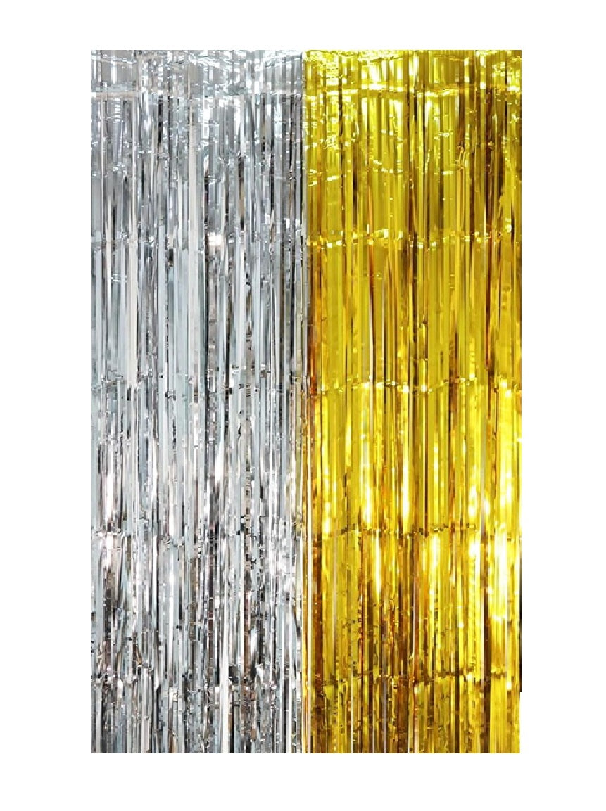 Metallic Silver/Gold Foil Fringe Curtain Backdrop