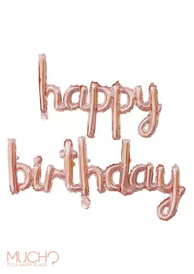 Rose Gold Happy Birthday Balloon Banner