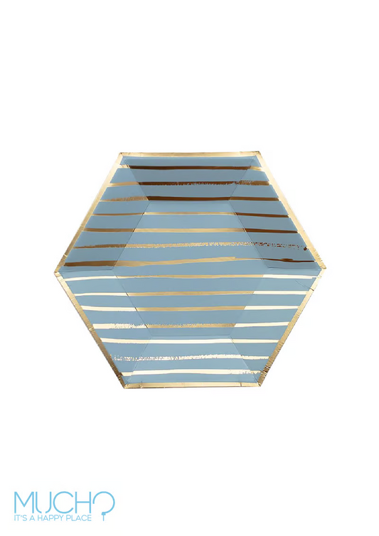 Striped Blue 7 Inch Plates