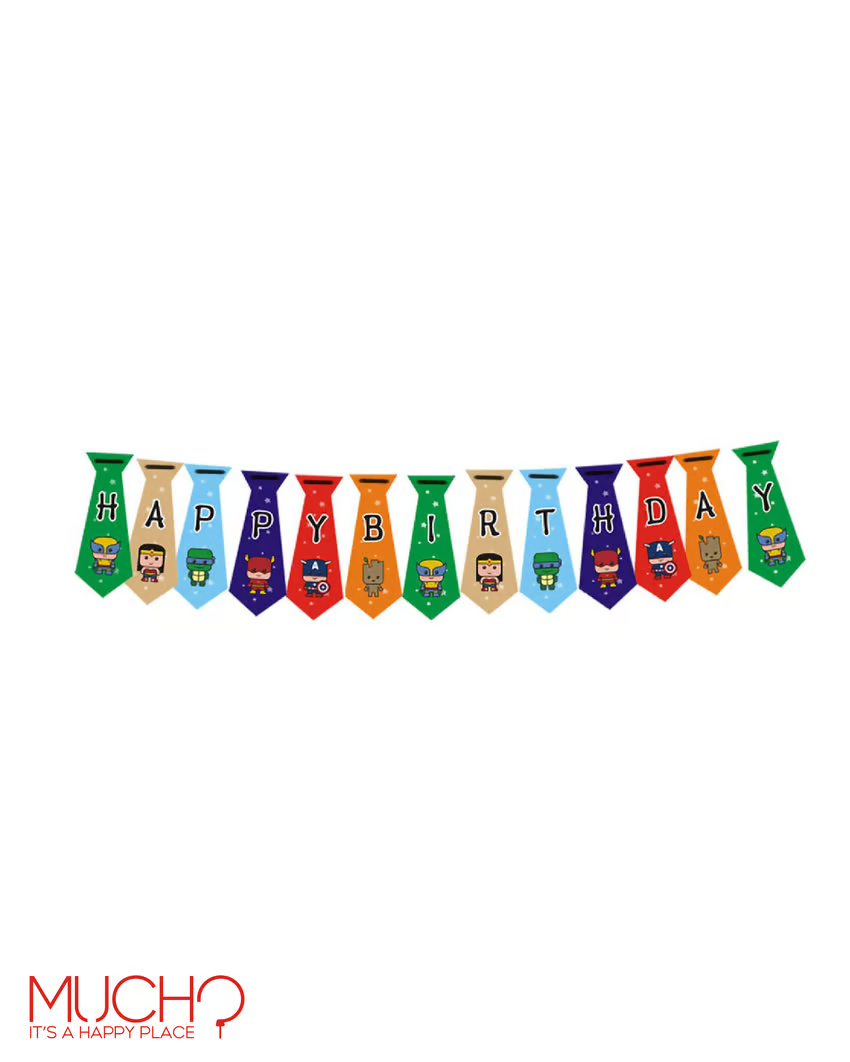 Superheroes Happy Birthday Banner