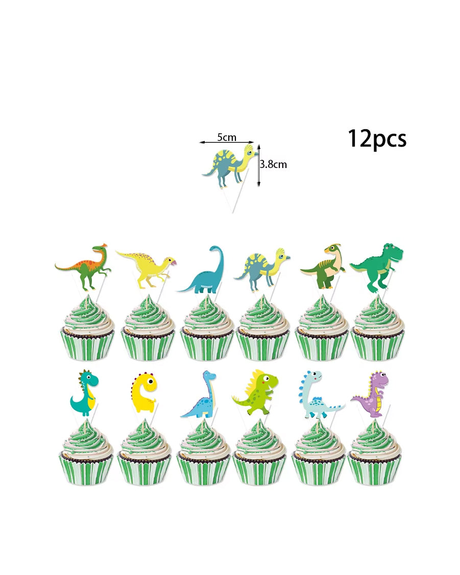 Dino Cake and Cupcake Toppers Set