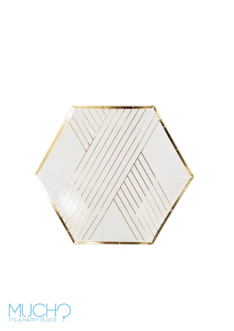 Striped White 9 Inch Plates