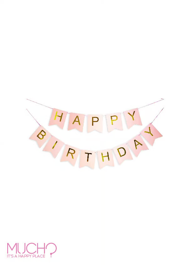 Pink Happy Birthday Paper Banner