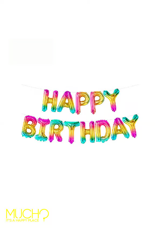 Rainbow Happy Birthday Balloons Banner