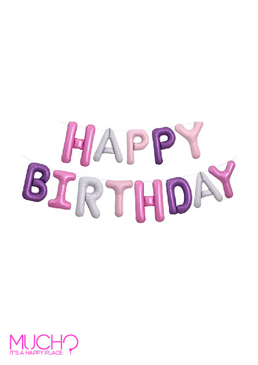 Purple Rainbow Happy Birthday Balloons Banner