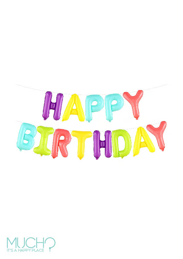 Colored Happy Birthday Balloons Banner