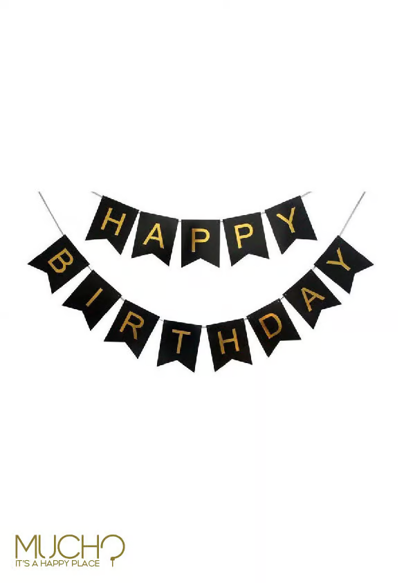Black Happy Birthday Paper Banner