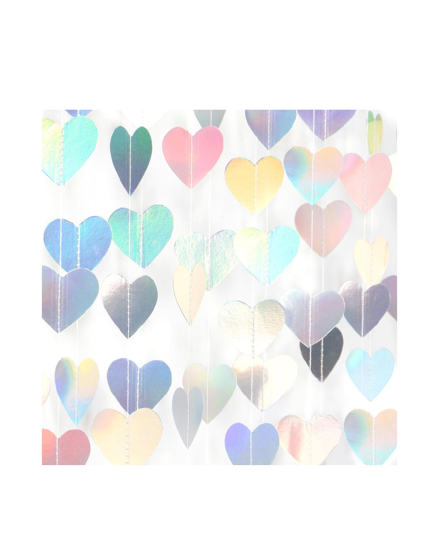 Iridescent Disco Holographic Heart Garland