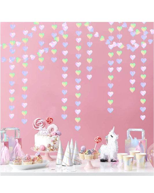 Iridescent Disco Holographic Heart Garland