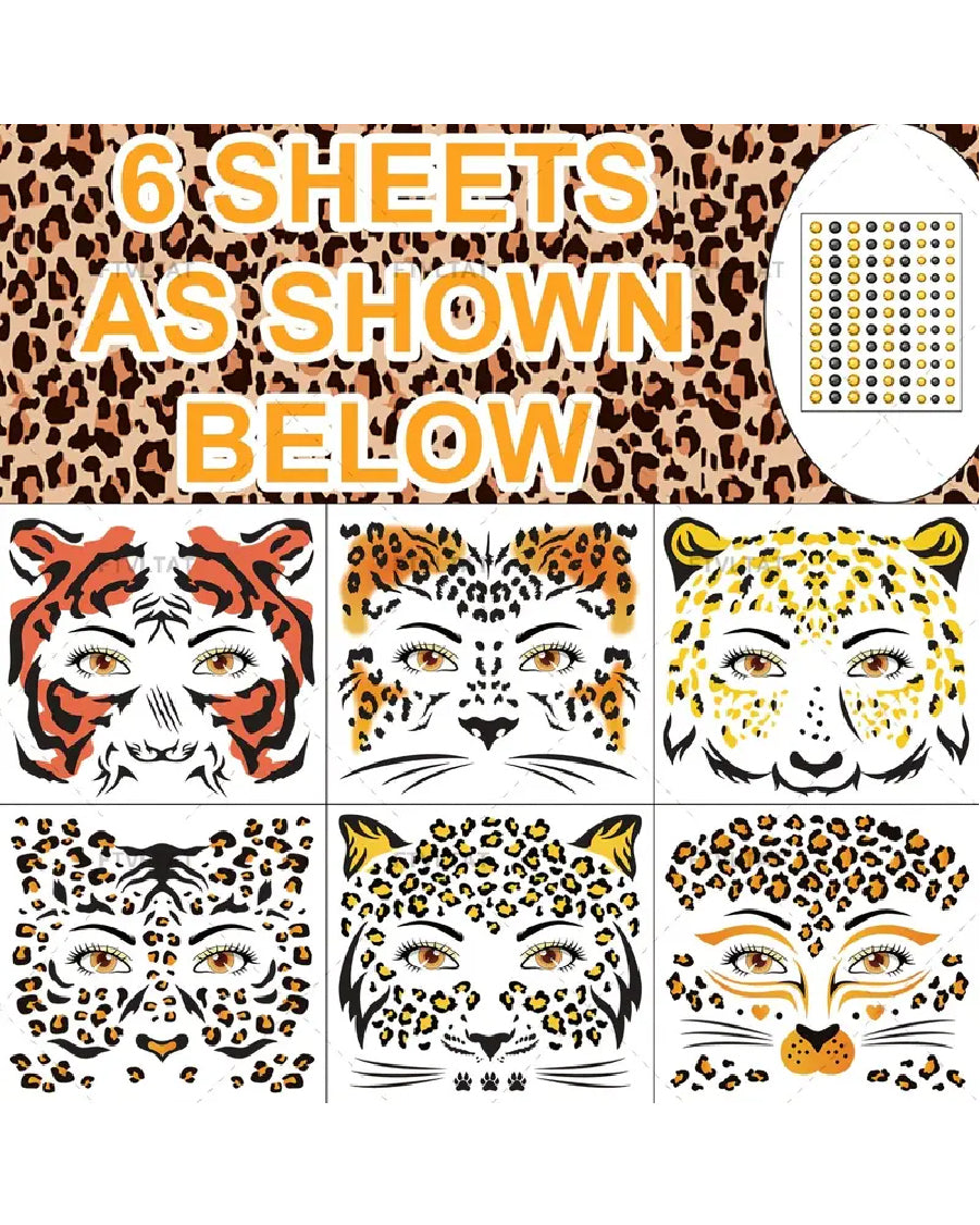 Leopard Print Temporary Tattoo Stickers (Pack of 6)