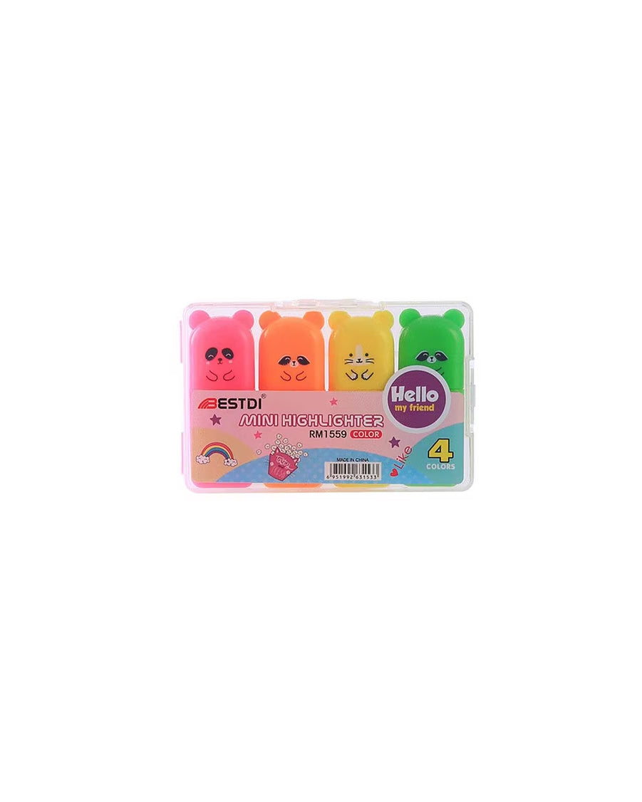 Mini Neon Highlighter Fluorescent (Pack of 4)