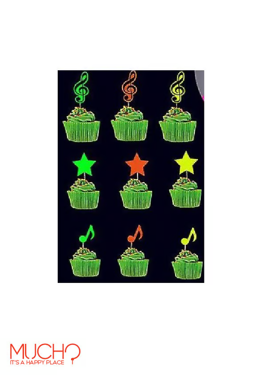 Glow In The Dark Music Cake Toppers
