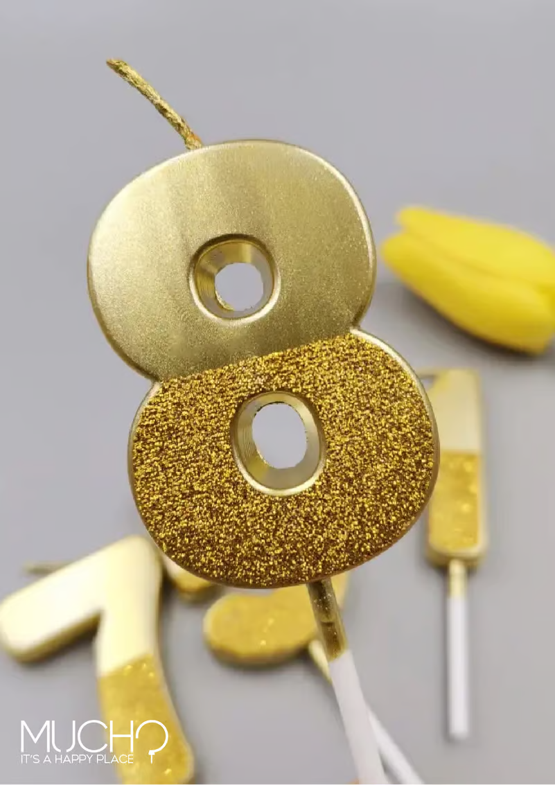 Gold Glitter Number Candles