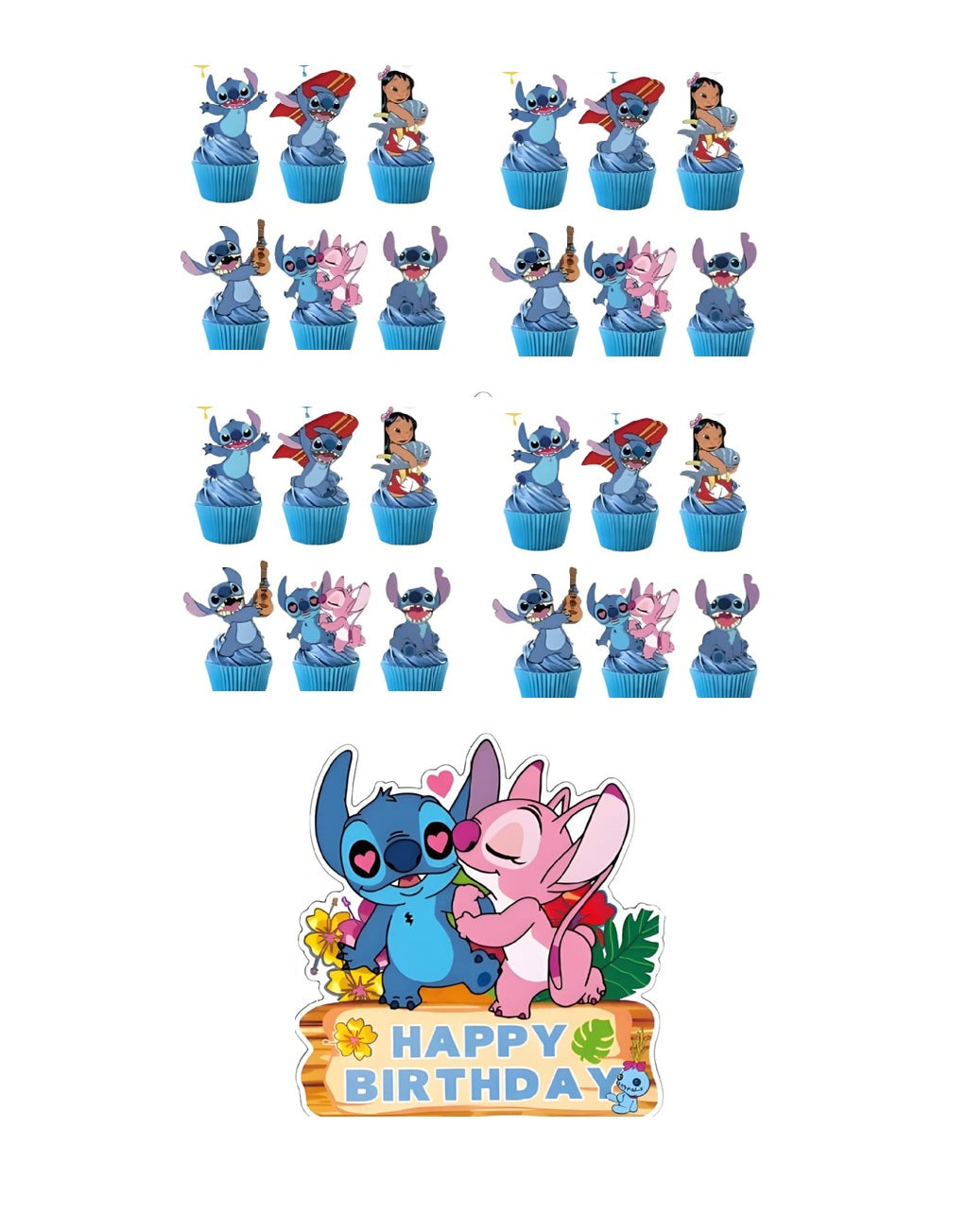 Stitch Cake & Cupcake Toppers
