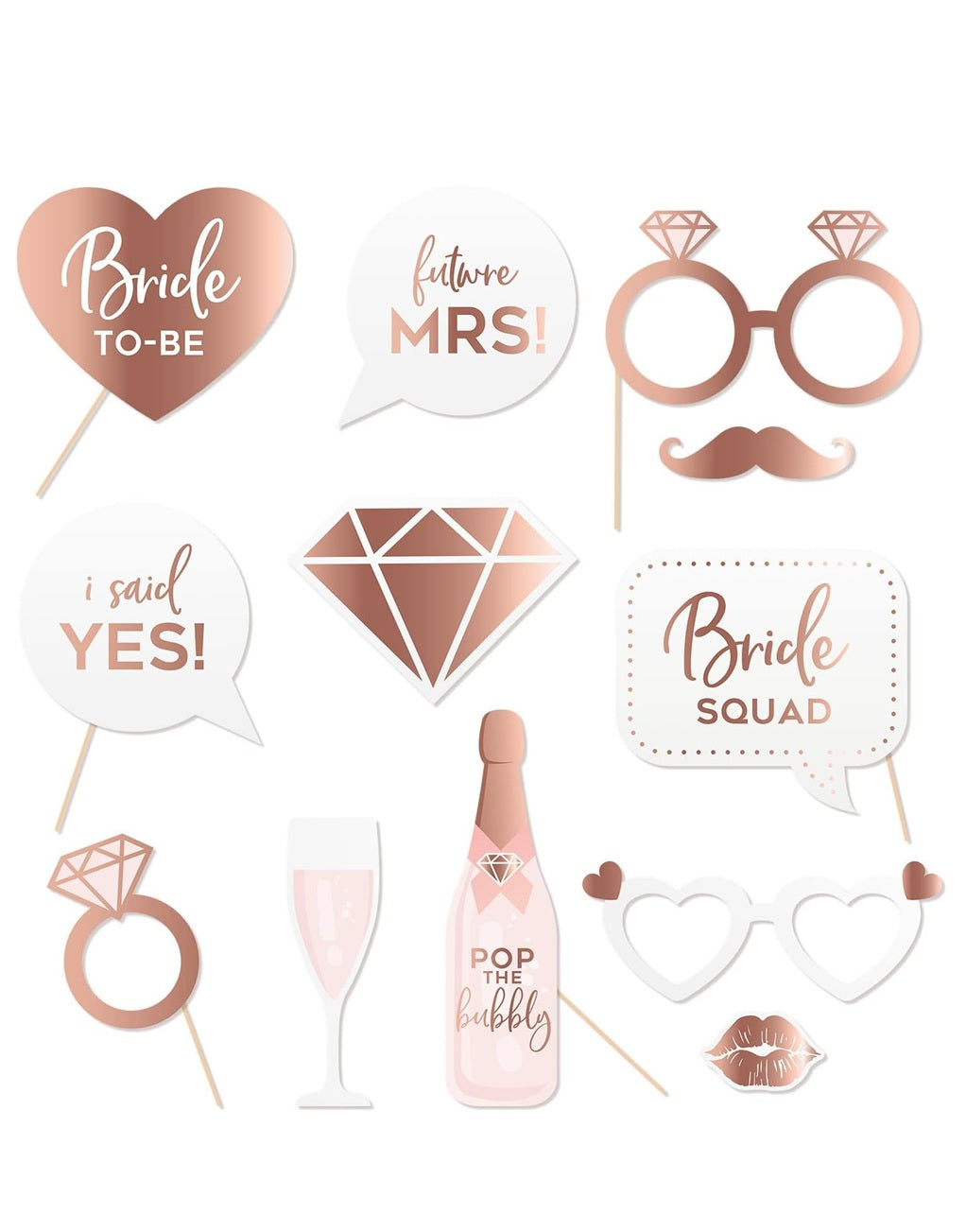 Rose Gold Bridal Photo Booth Props