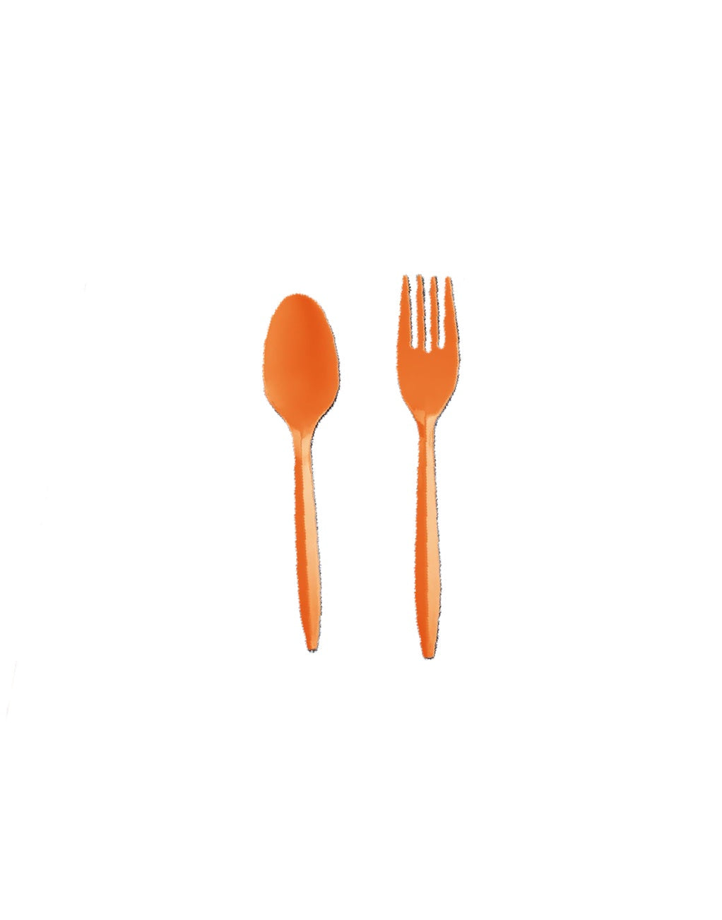 Orange Plastic Cutlery Set