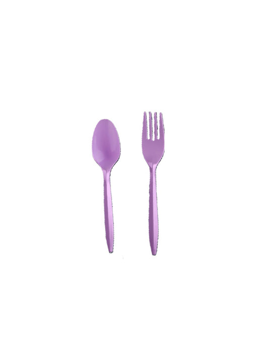 Pastel Purple Plastic Cutlery Set