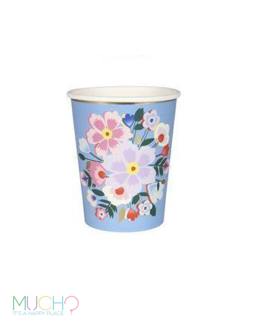 Floral Blue Cups