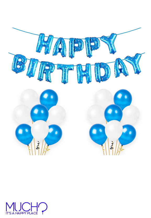 Blue Happy Birthday Balloons Set