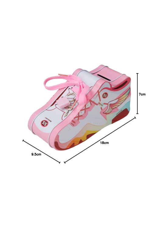 Soccer Shoe Shape Pink Metal Piggy Bank