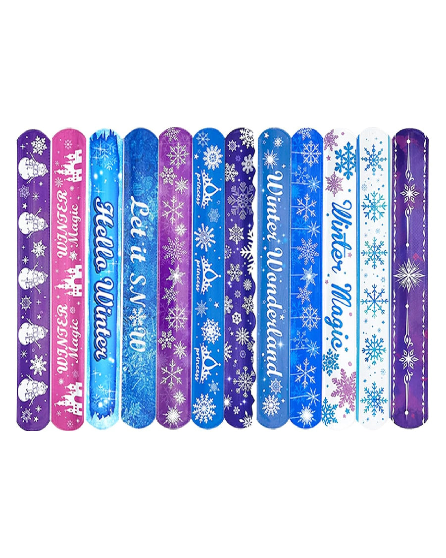 Snowflakes Slap Bracelets (Pack of 12)