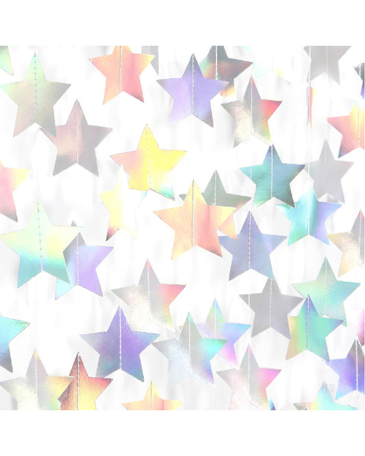 Iridescent Disco Holographic Star Garland