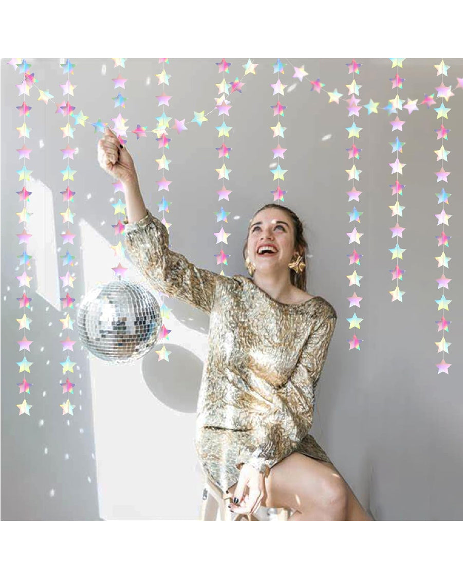 Iridescent Disco Holographic Star Garland
