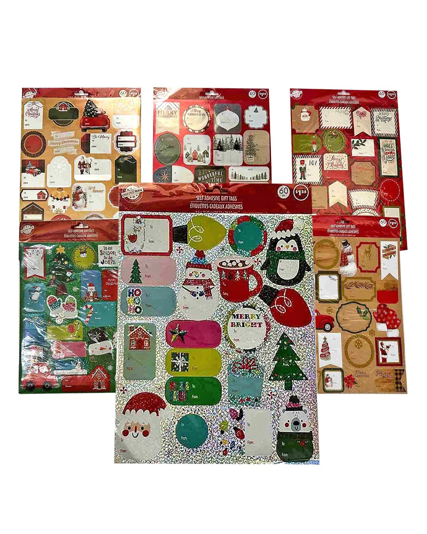 Christmas Gift Tags Sticker Sheet (Pack of 60)