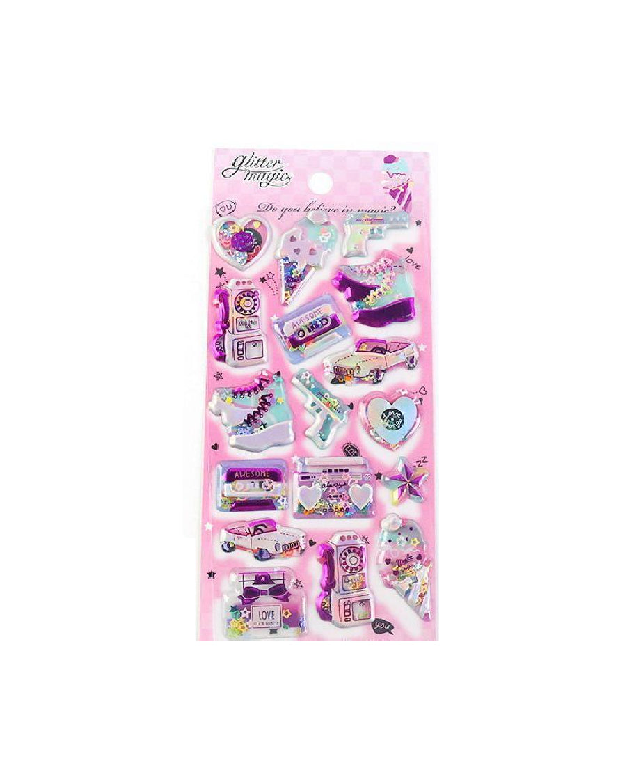 Shiny 3D Girly Sticker Sheet