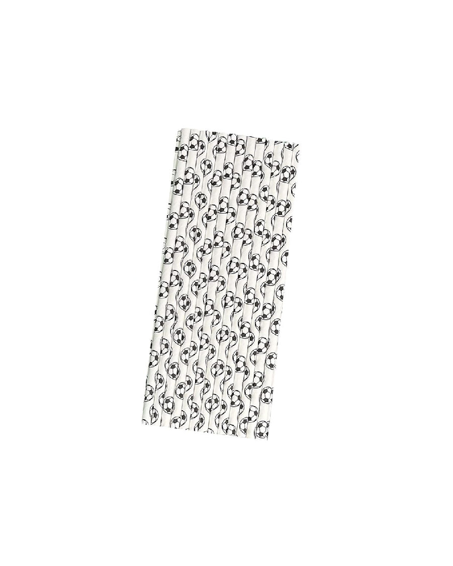 Black & White Football Paper Straw (Pack of 25)