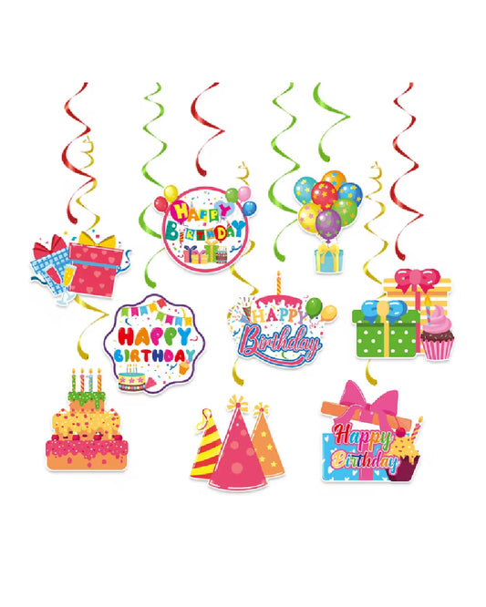 Happy Birthday Swirls (Pack of 9)