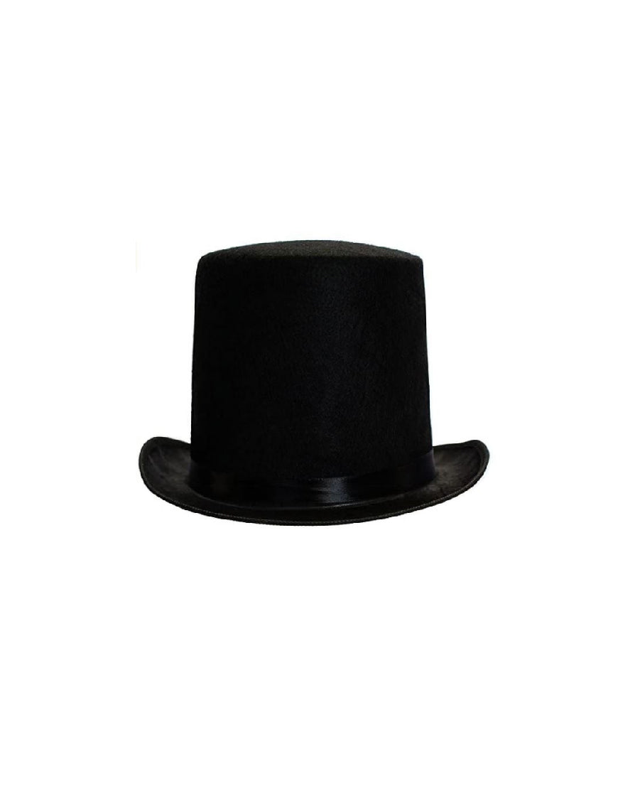 Chapeau Black Top Hat with Satin Ribbon