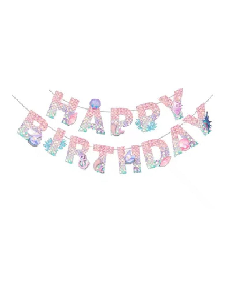 Mermaid Happy Birthday Banner