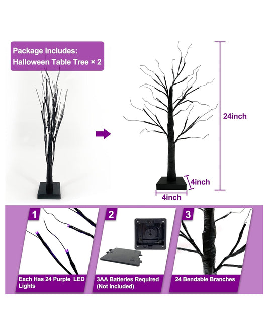 Black Halloween Tree with LED Lights