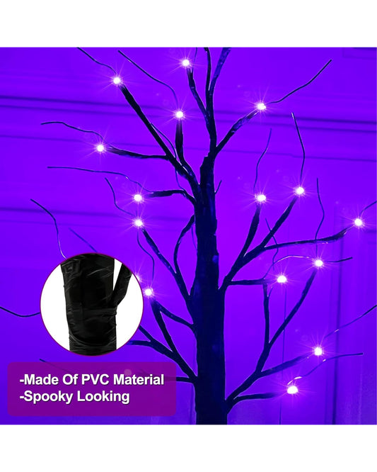 Black Halloween Tree with LED Lights